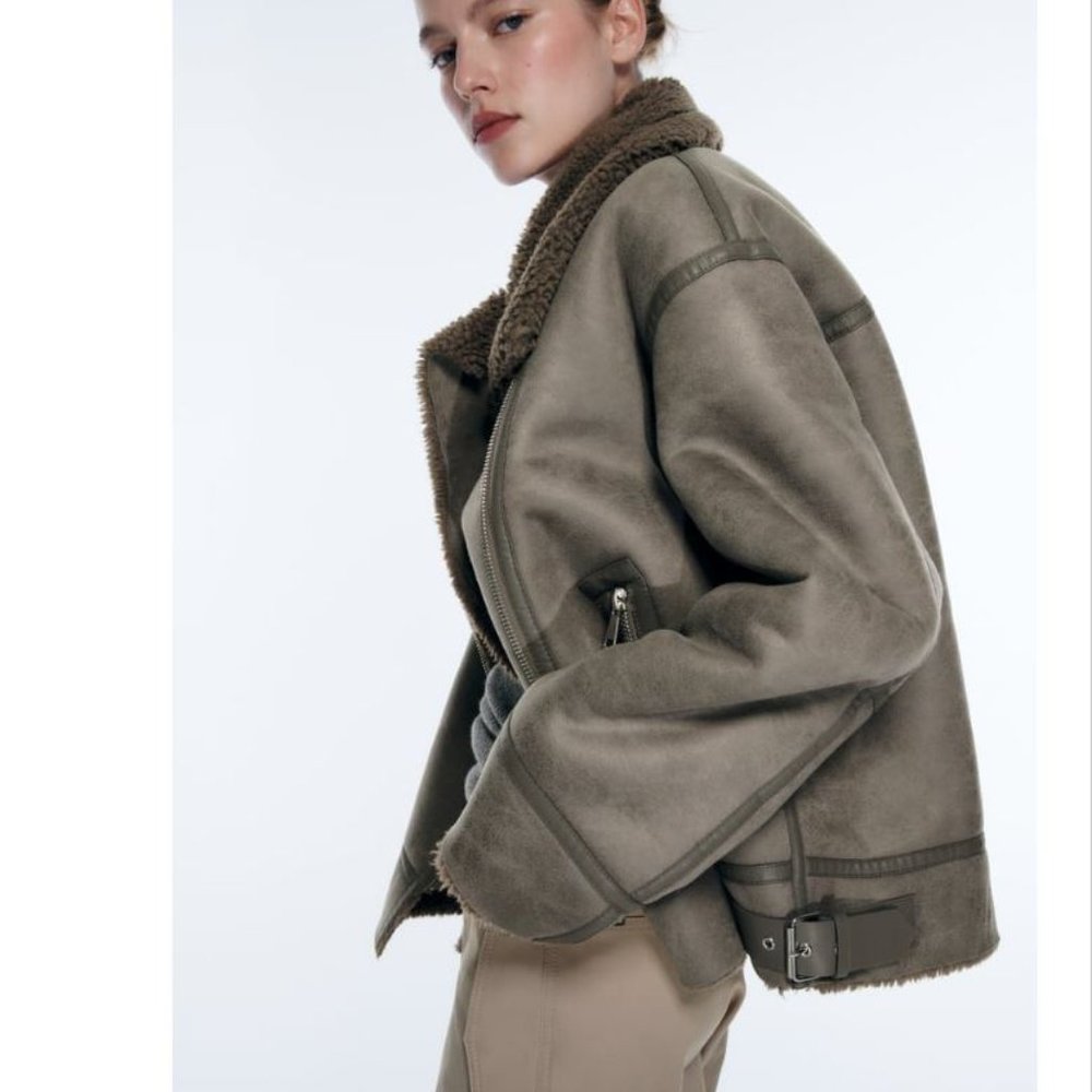 Zara double faced Bomber Jacket- Grey/Gray